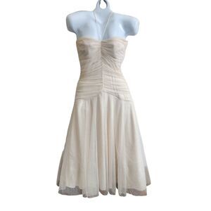 Speechless VTG Y2K Balletcore Midi Dress-M-Ivory/Gold Glitter Tulle-Ruched-Fairy